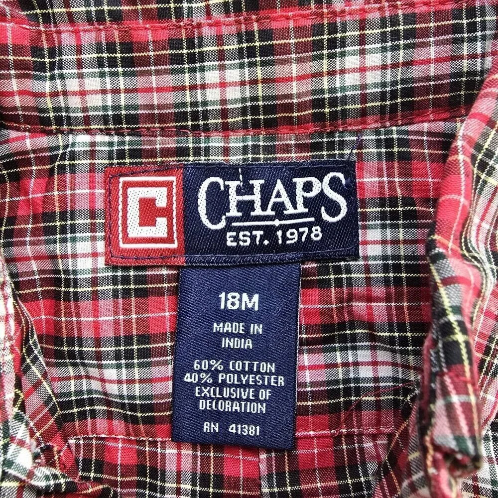 NWT Chaps Ralph Lauren Boys Size 18 Month Button Up Shirt Amd Sweater Vest Set